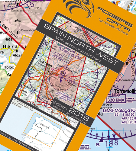 VFR aeronautical chart Spain North West 2018 ROGERS-ESP-NW