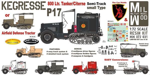 P17 Kegresse 800 liter tanker / Citerne or Airfield Defence Tractor half track MM072-031