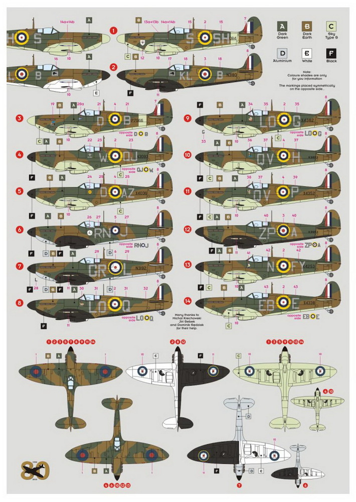 Spitfire Mk.I/II Aces (14 camo schemes)