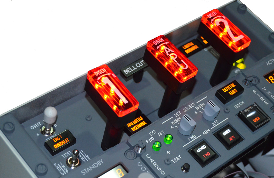 B737 Engines fire panel, mounted.