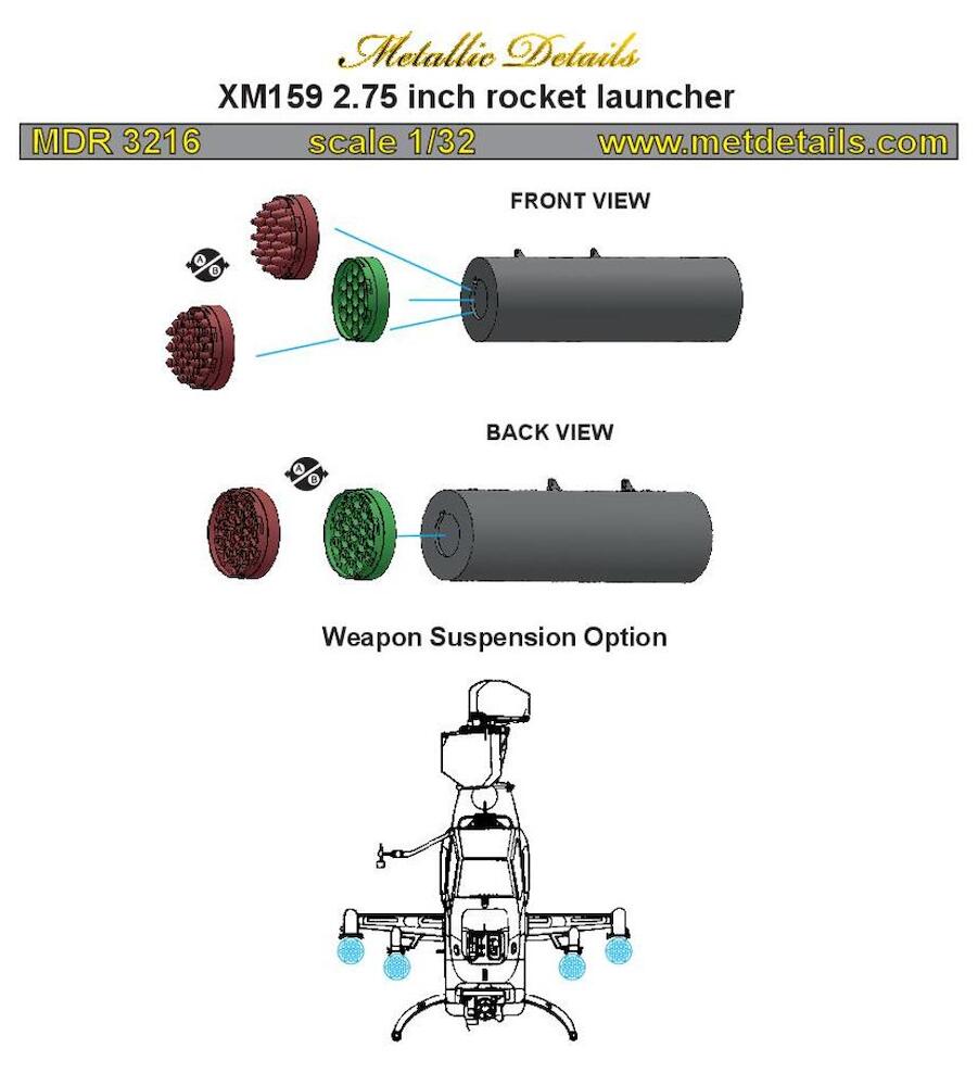 XM159 2 75 Inch Rocket Launcher For AH1 Cobra ICM 