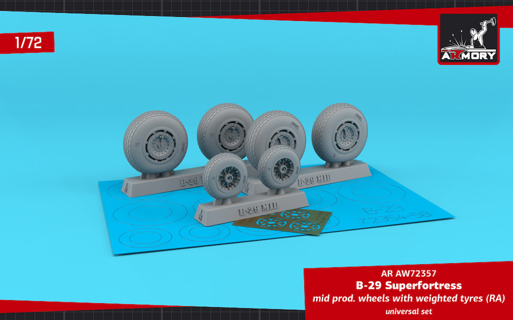 Boeing B29 Superfortress wheels with weighted tires - Mid Type