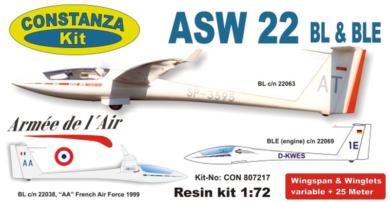 1/72 - Schleicher ASW 12 & ASW 22 resin kits by Constanza Kit ...