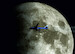 KLM Boeing 747-400 in flight with moon on background on aluminum sandwich plate