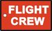 Bagagetag with FLIGHT CREW in white on red underground on one side and writable backside, including metal wire