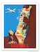 Israel - Lockheed Constellation Connie over Tel-Aviv, Jerusalem Vintage metal poster metal sign