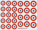 French roundels Armée de l'air 1943-82 diameter from 17 to 22 mm