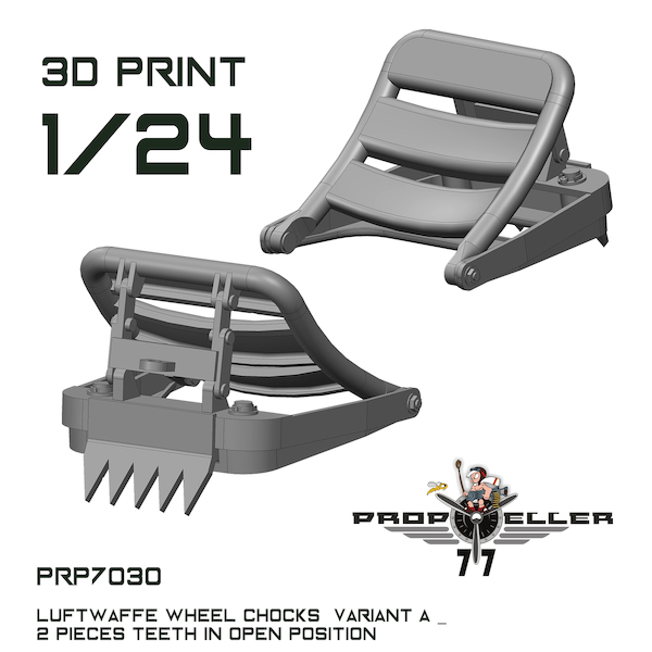 Luftwaffe Wheel Chocks Variant A with theeth in open position (2x)  prp7030