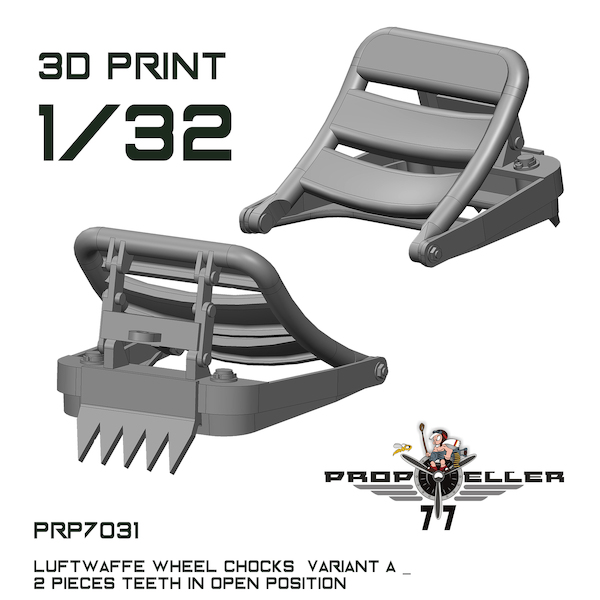Luftwaffe Wheel Chocks Variant A with theeth in open position (2x)  prp7031