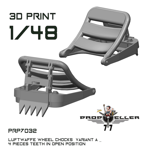 Luftwaffe Wheel Chocks Variant A with theeth in Open position (4x)  prp7032