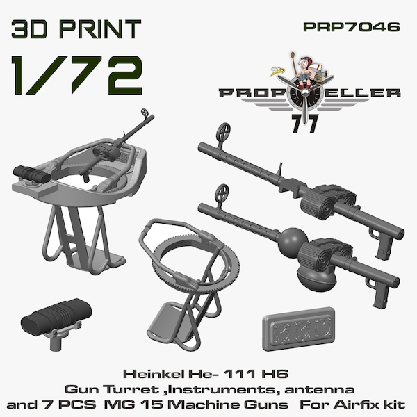 Heinkel He- 111 H6 Gun Turret,Instruments, antenna and 7x MG 15 Machine Guns (Airfix) PRP7046