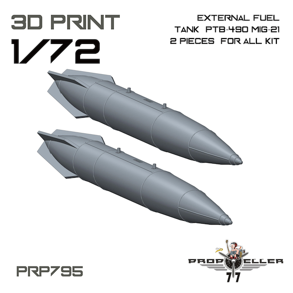 External Fuel Tanks PTB490 for MiG21  Fishbed (KPM) (All kits)  (2x)  PRP795