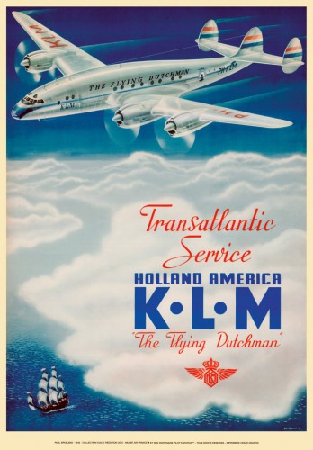 KLM Transatlantic Service-Holland America- Paul Erkelens 1946 poster  MAFK03