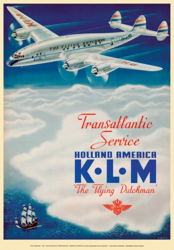 KLM Transatlantic Service-Holland America- Paul Erkelens 1946 poster MAFK03