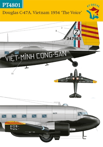 French Air Force Douglas C47A Vietnam 1954 "the Voice" (END OF LINE SALE - WAS EURO 12,95) PT4801