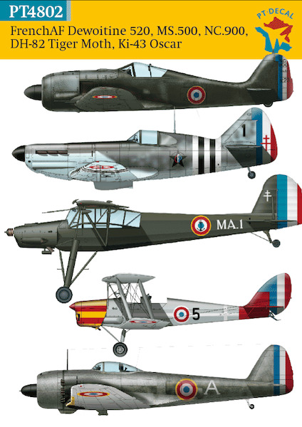 French Air Force Dewoitine D520, MS500, NC900, DH82, Ki43 (END OF LINE SALE - WAS EURO 12,95)  PT4802