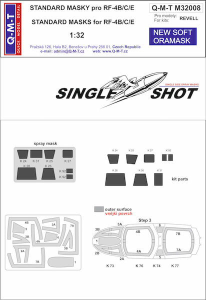 Single shot line Masking set for RF4B/C/ Phantoms (Revell) QMT-M32008