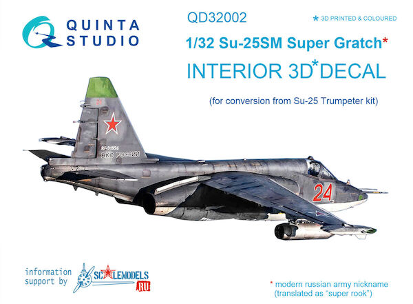 Sukhoi Su25SM "Super Gratch"Frogfoot Interior 3D Decal for Trumpeter QD32002
