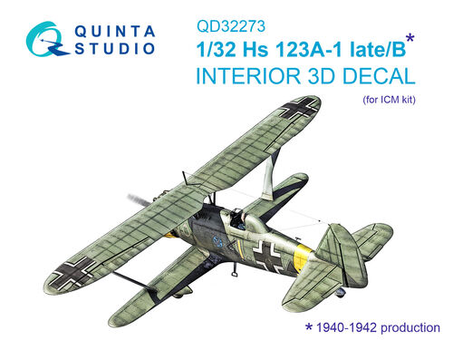 Henschel HS123A-1 late HS123B (1940-1942 production)  Interior 3D Decal (ICM)  QD32273