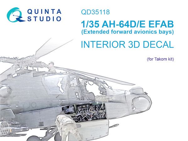 AH64D/E Apache EFAB (Extended Forward Avionic Bay) Interior 3D Decal for TAKOM QD35118