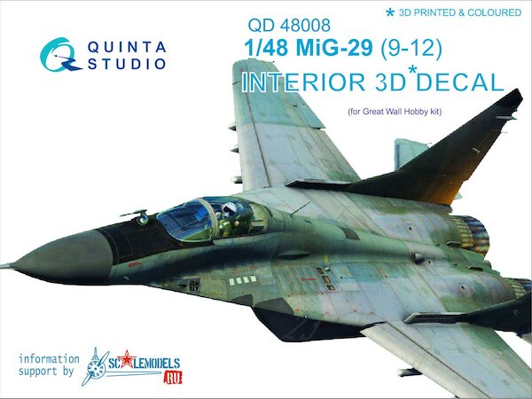 Mikoyan MiG29 (9-12) Fulcrum Interior 3D Decal  for Zvezda  QD48008