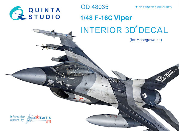 F16C Fighting Falcon Interior 3D Decal for Hasegawa QD48035