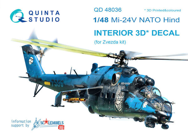 Mil Mi24V NATO "Hind" Black panels Interior 3D Decal for Zvezda QD48036