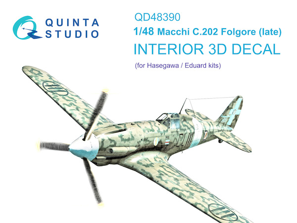 Macchi MC202 Folgore (Late)  Interior 3D Decal  for Hasegawa/Eduard  QD48390