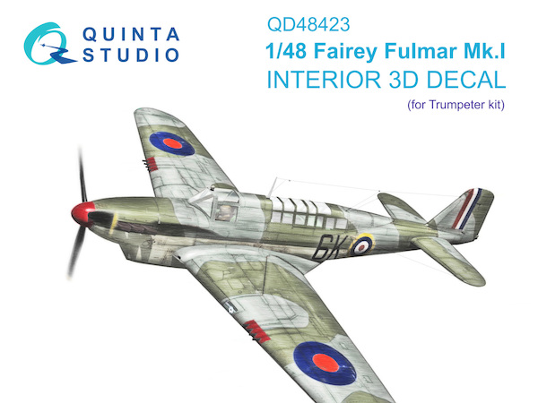 Fairey Fulmar MK1  Interior 3D Decal  for Hasegawa/Eduard  QD48423