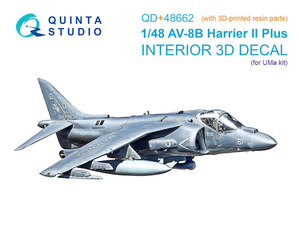 AV8B HArrier II Plus  Interior 3D Decal  and resin parts for UMa  QD+48662