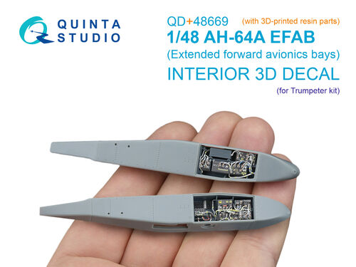 AH64A Apache EFAB (Extended Forward Avionic bays)  Interior 3D Decal  and resin parts for TrumpeterUMa  QD+48669
