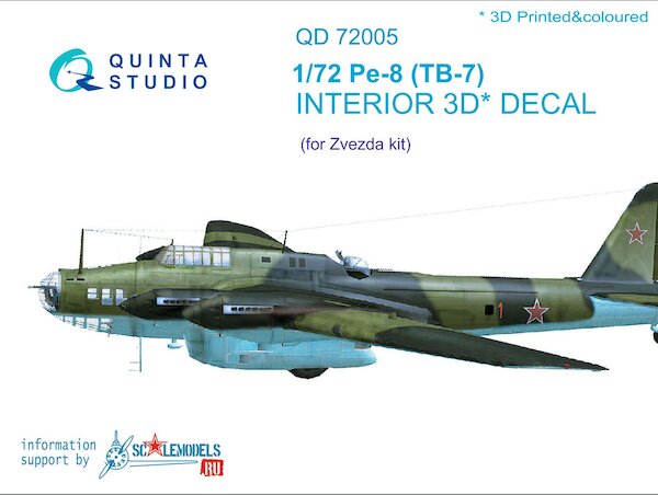 Petlyakov Pe8 (TB7)  Interior 3D Decal  for Zvezda  QD72005
