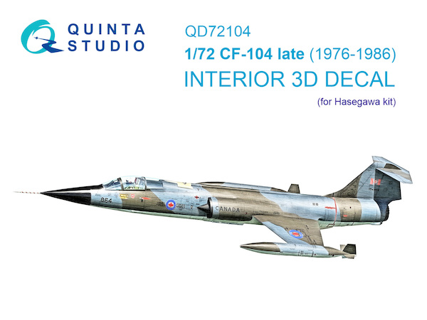 CF104 Starfighter - late 1976-1986  Interior 3D Decal (Hasegawa)  QD72104