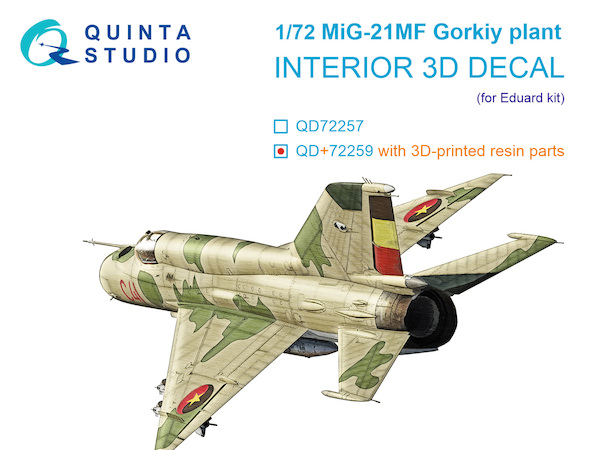 MiG21MF (Gorkiy Plant) Interior 3D Decal  with Resin parts (Eduard)  QD+72259