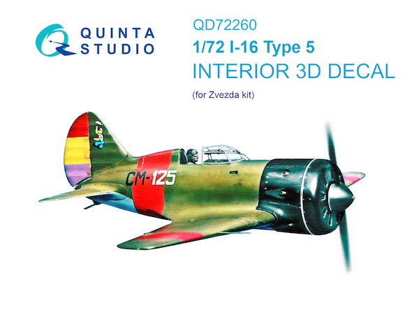 Polikarpov I16 Type 5  Interior 3D Decal  (Zvezda)  QD72260