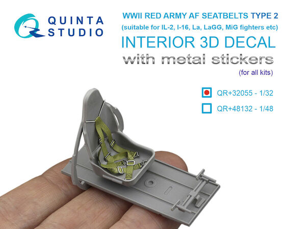 WWII Red Army AF Seatbelts TYPE 2 (for IL-2, Lavockin fighters, I16 Family) Interior 3D decal with Metal stickers (1 pcs for all kits) QR+48132