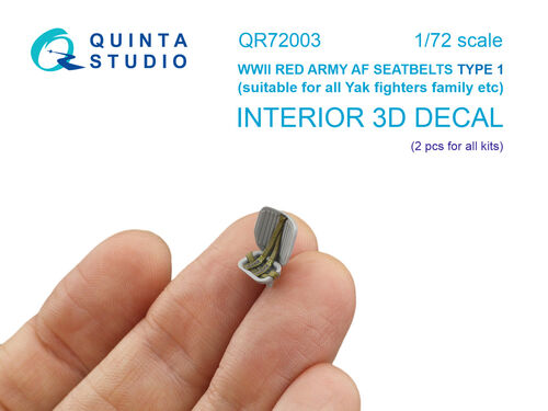 WWII Red Army AF Seatbelts TYPE 1 (for All Yakovlev Fighters Family) Interior 3D decal  (2 pcs for all kits)  QR72003