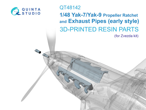 Yak-7/Yak-9 propeller Ratchet and Exhaust Pipes (early style) (for Zvezda kit)  QT48142