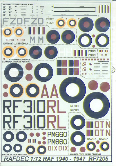 RAF 1940-1947 (Spitfire,Hurricane,Blenheim,Lancaster,Mossie  RF7205