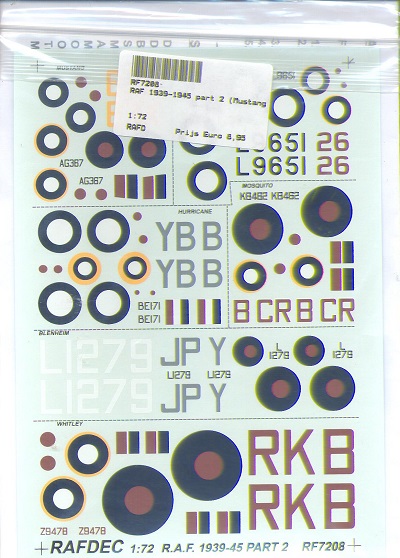 RAF 1939-1945 part 2 (Mustang MK1, Oxford, Hurricane IIB, Mosquito B MKXXV, Whitley, Blenheim MKI)  RF7208