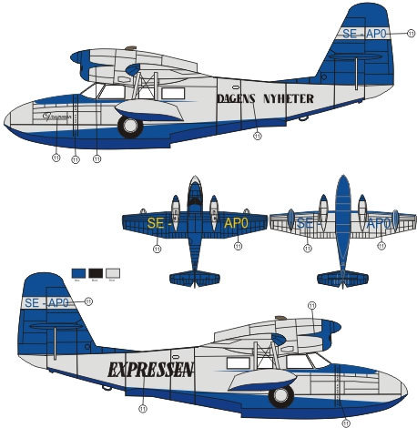 Grumman Widgeon tidningsflyg (Swedish Newspapers) RB7205