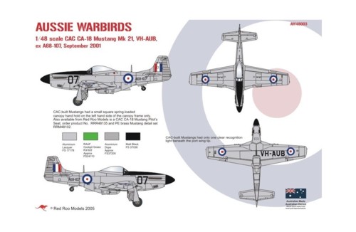 Aussie Warbirds: CA18 Mustang MK21 "VH-AUB" restoration Scheme  aw48003