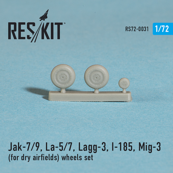 Russian WW2 early fighter  Wheels set (Yak7/9, Lagg3, I-185, MiG3) for dry airfields  RS72-0031