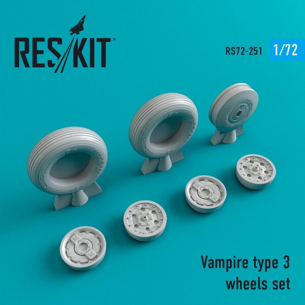 De Havilland Vampire Late Type 3 Wheel Set RS72-0251