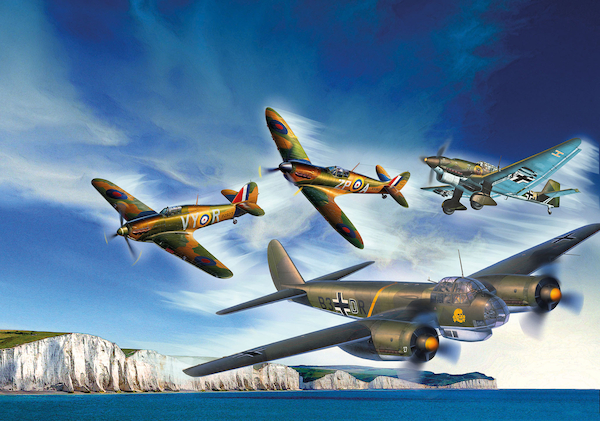 Battle of Britain set with: Spitfire MKIIa, Hurricane MKI, Ju88A-4  and Ju87B  03766