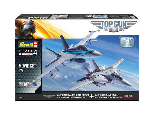 Top Gun Movie set incl Maverick's F/A18E Super Hornet and F14D Tomcat  05677