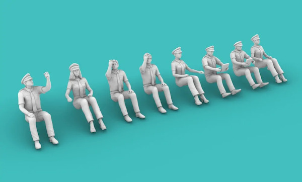Airline Pilots sitting (8x different poses) RM071