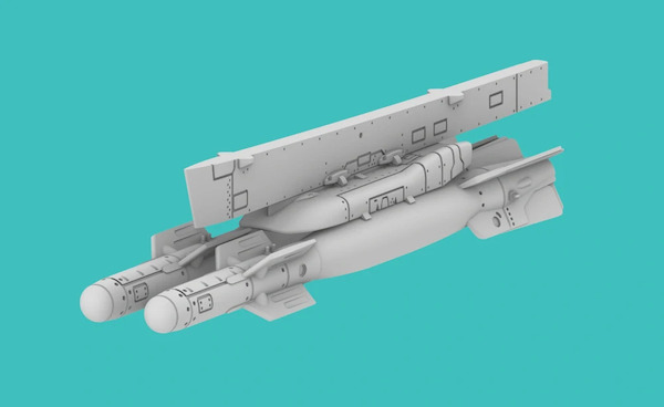 AUF-2 Twin Bomb Rack with centre Pylon and 2x GBU22 (For Mirage F1 and Mirage 2000) RM72025