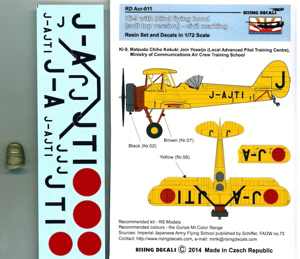 Tachikawa Ki9 "Spruce" With blind flying hood (soft top) - Civil Markings (J-AJTI) RD-ACR.011