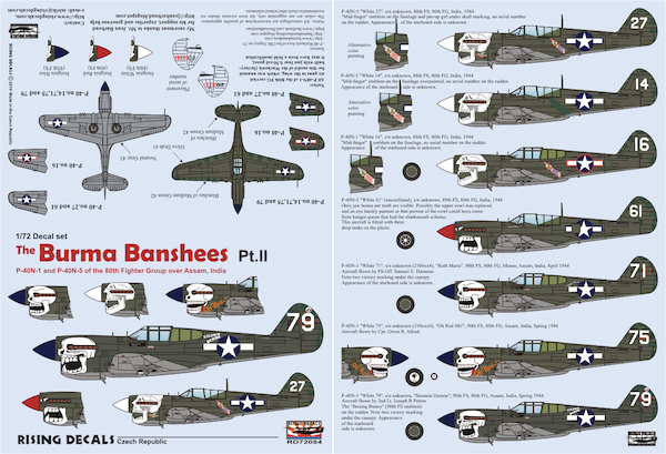 The Burma Banshee's Part II, P40N-1 and P40N-5 of the 80th FG over Assam, India (7 schemes) REVISED  rd72-084
